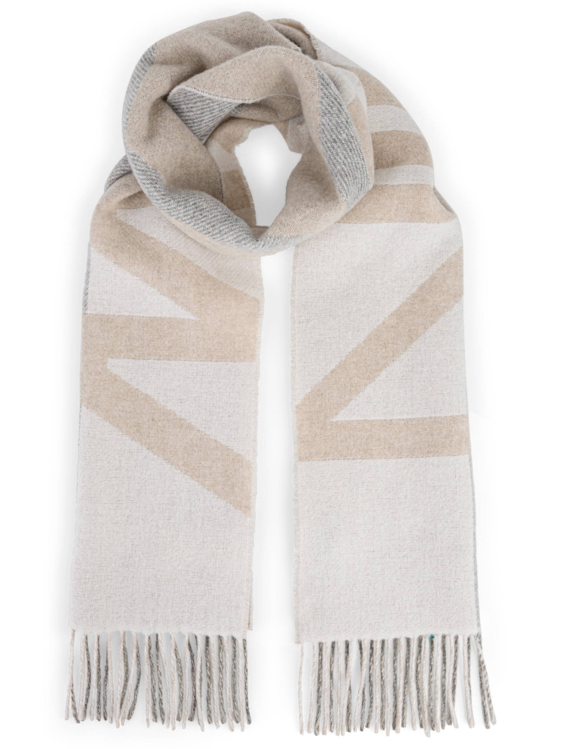 Marc Cain Collections - Schal aus Woll-Mix mit Logo-Print soft charcoal - Gr. - OS von Marc Cain Collections