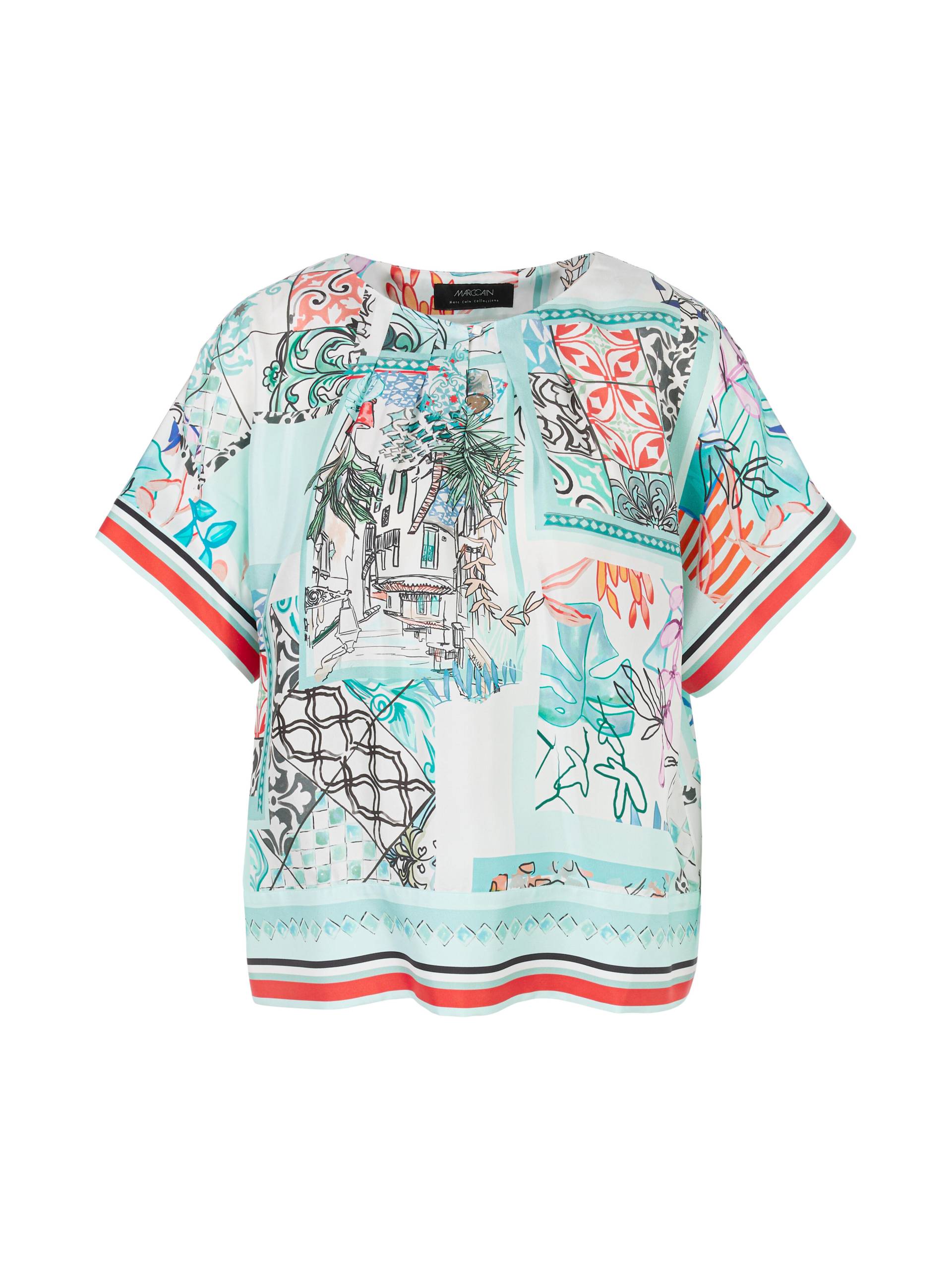 Marc Cain Collections - Seidenbluse in Kimono-Form - mit Print - Gr. - 44 von Marc Cain Collections