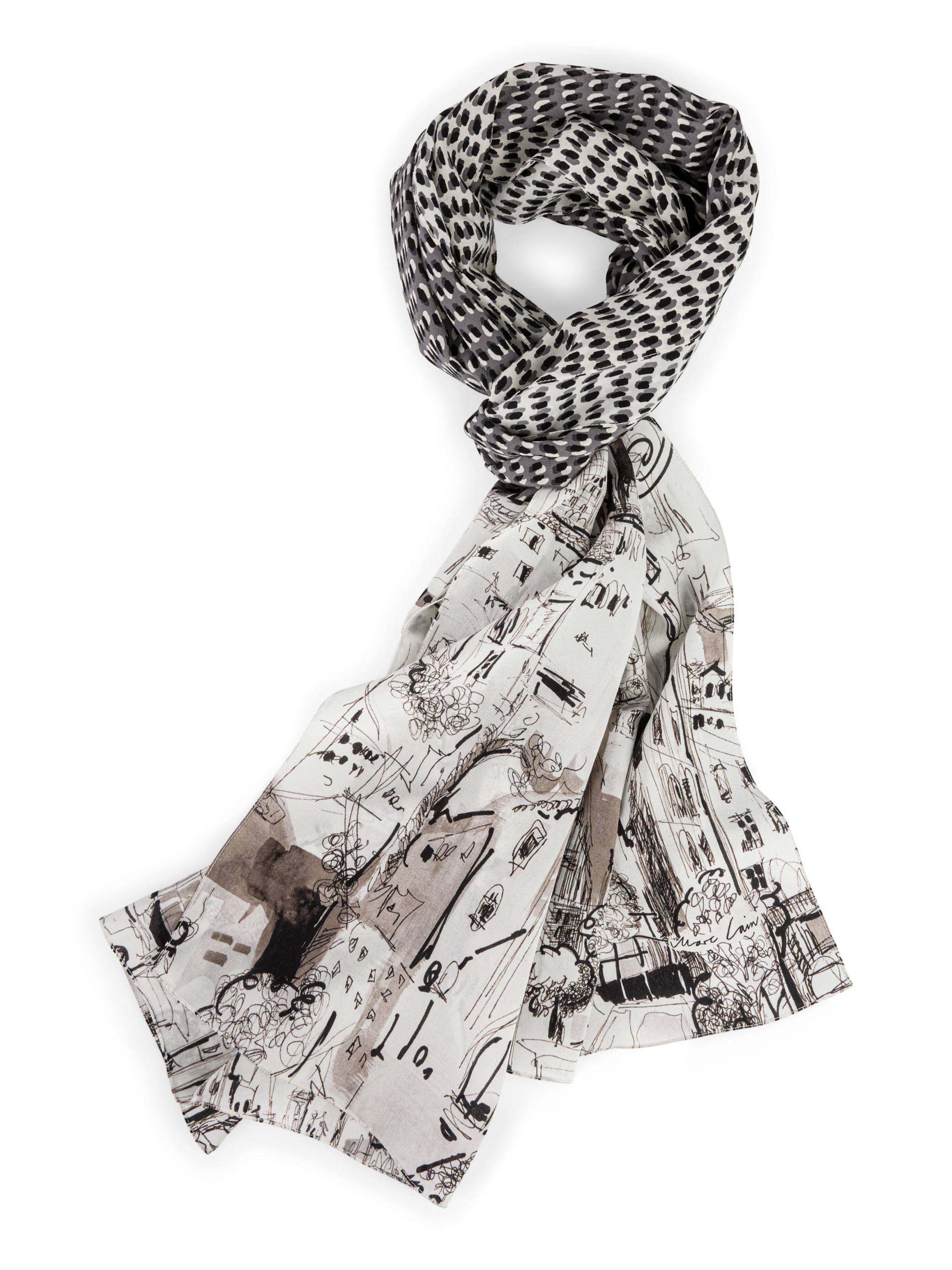 Marc Cain Collections - Seidenschal mit Print-Mix soft charcoal - Gr. - OS von Marc Cain Collections