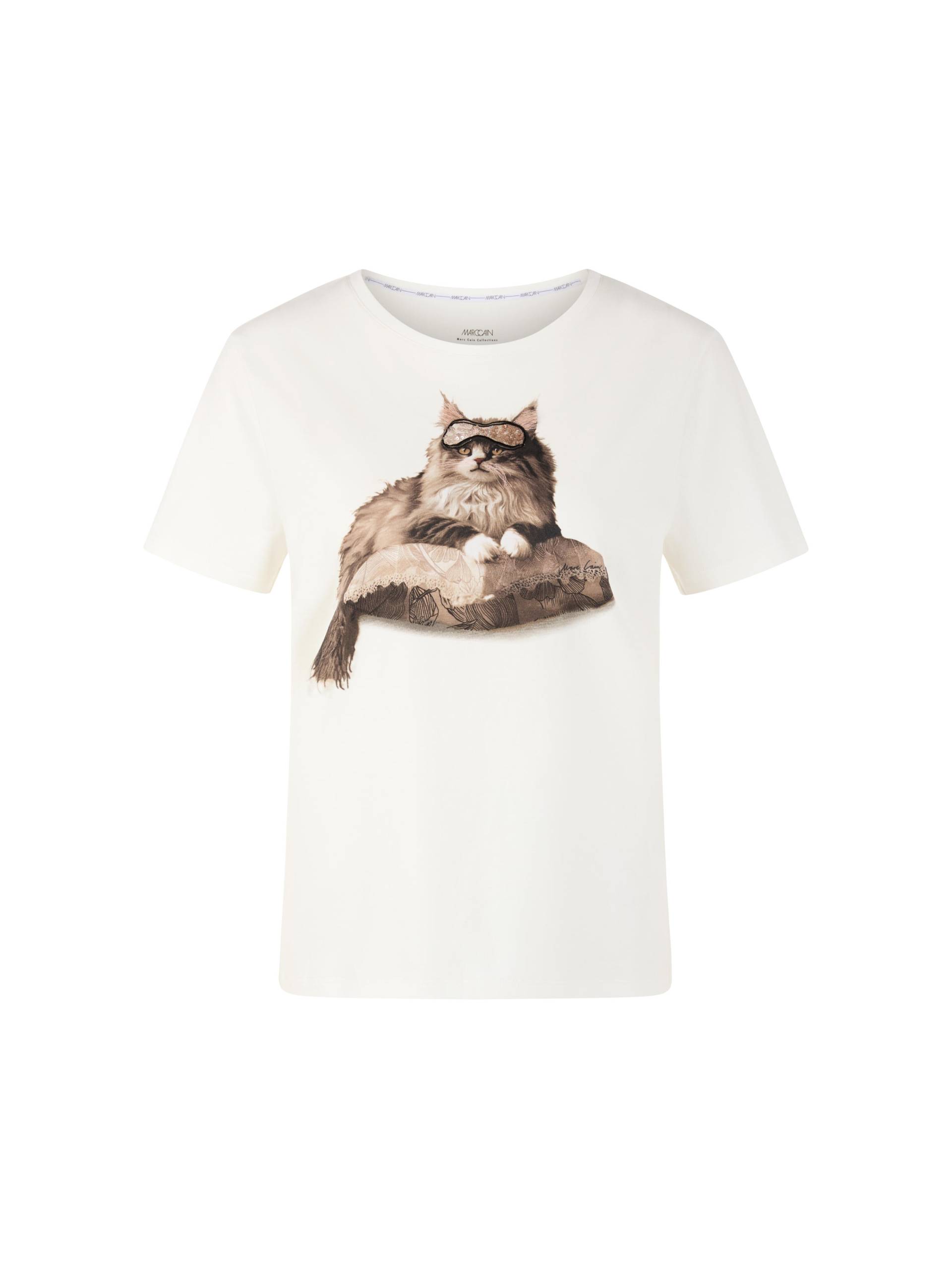 Marc Cain Collections - T-Shirt mit Katzenprint und Details off-white - Gr. - 38 von Marc Cain Collections
