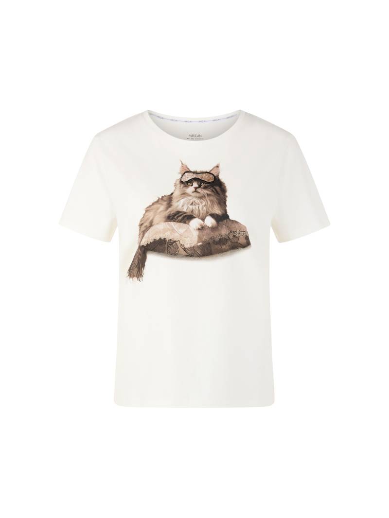Marc Cain Collections - T-Shirt mit Katzenprint und Details off-white - Gr. - 44 von Marc Cain Collections