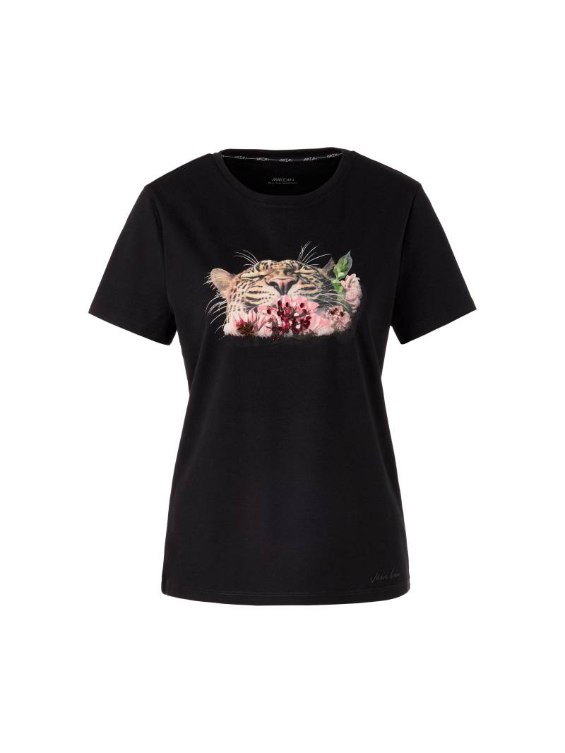 Marc Cain Collections - T-Shirt mit Leo-Print und floralen Details black - Gr. - 42 von Marc Cain Collections