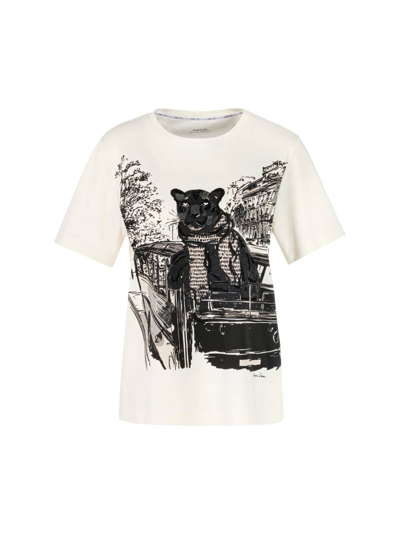 Marc Cain Collections - T-Shirt mit Panther-Print off-white - Gr. - 38 von Marc Cain Collections