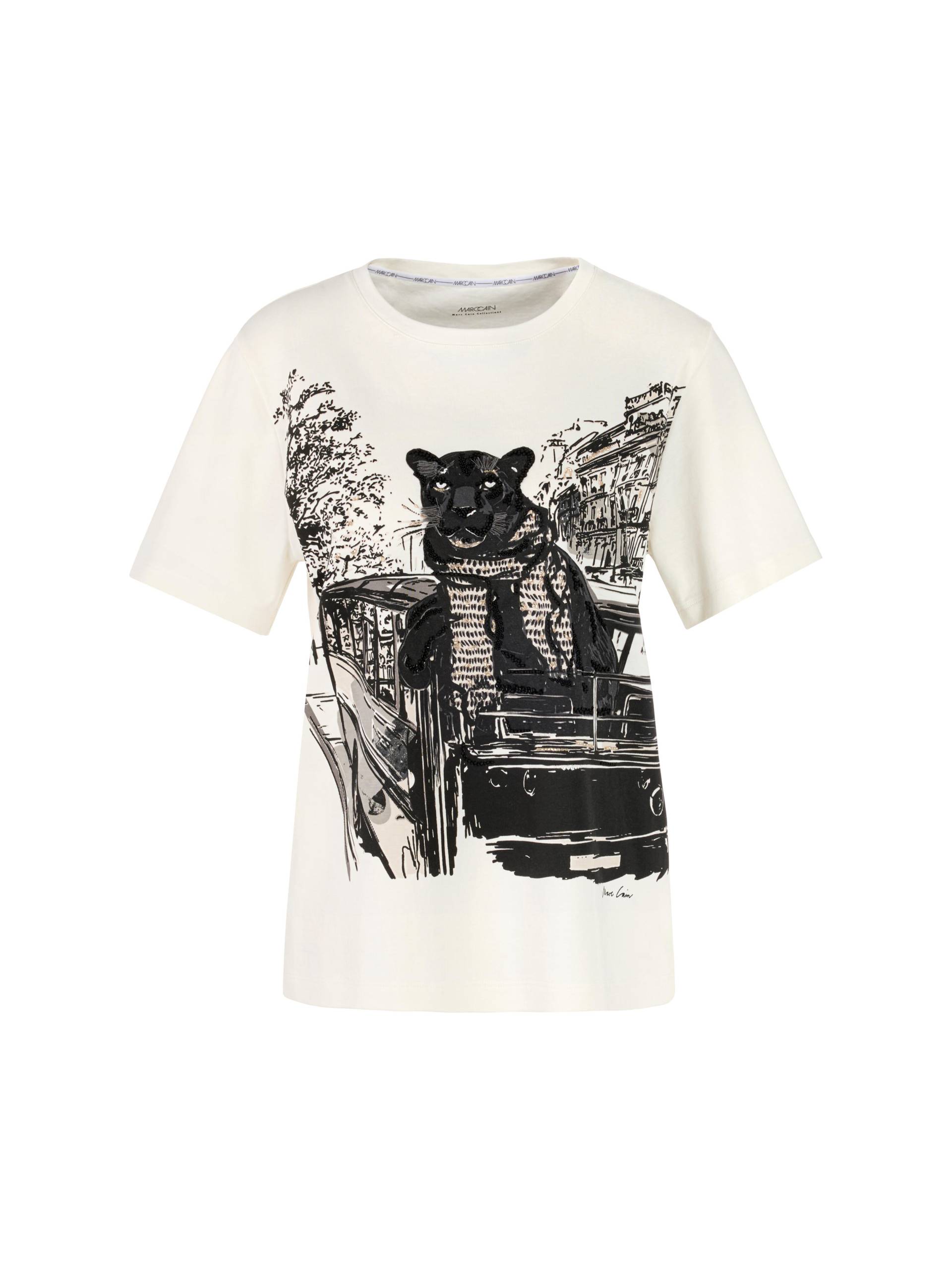 Marc Cain Collections - T-Shirt mit Panther-Print off-white - Gr. - 40 von Marc Cain Collections
