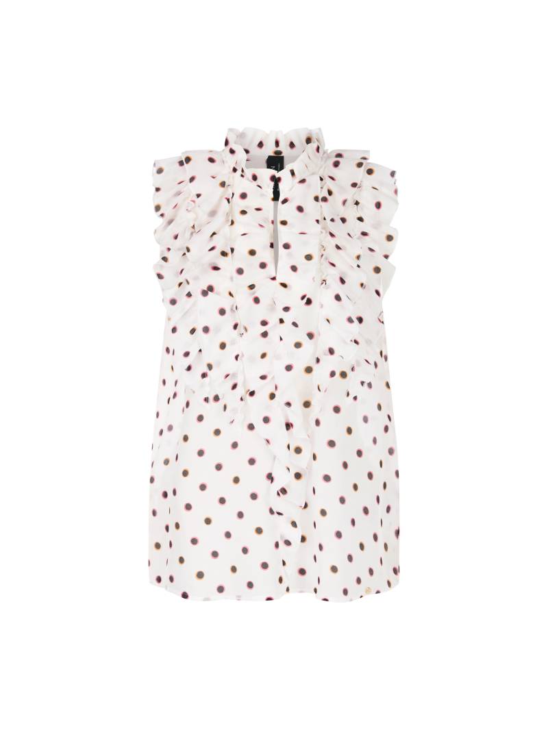 Marc Cain Collections - Volant-Bluse mit Tupfen off-white - Gr. - 38 von Marc Cain Collections