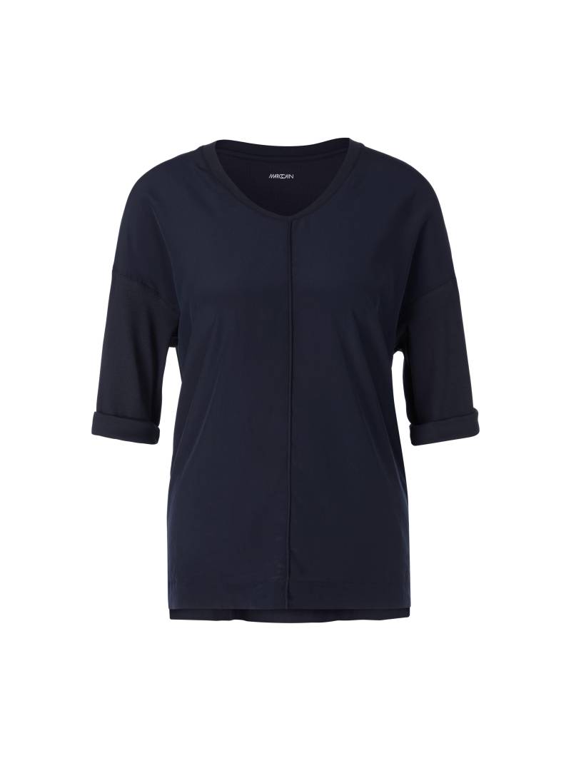 Marc Cain Essentials - Blusenshirt aus Material-Mix midnight blue - Gr. - 42 von Marc Cain Essentials