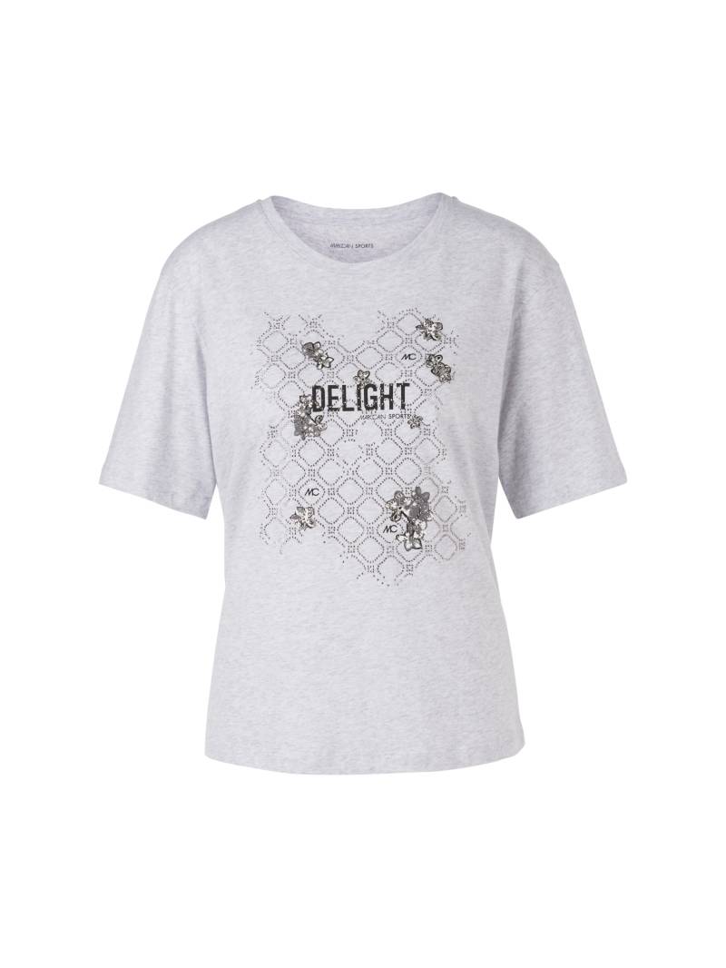 Marc Cain Sports - Baumwoll-T-Shirt mit Glitzermotiv silver grey - Gr. - 36 von Marc Cain Sports