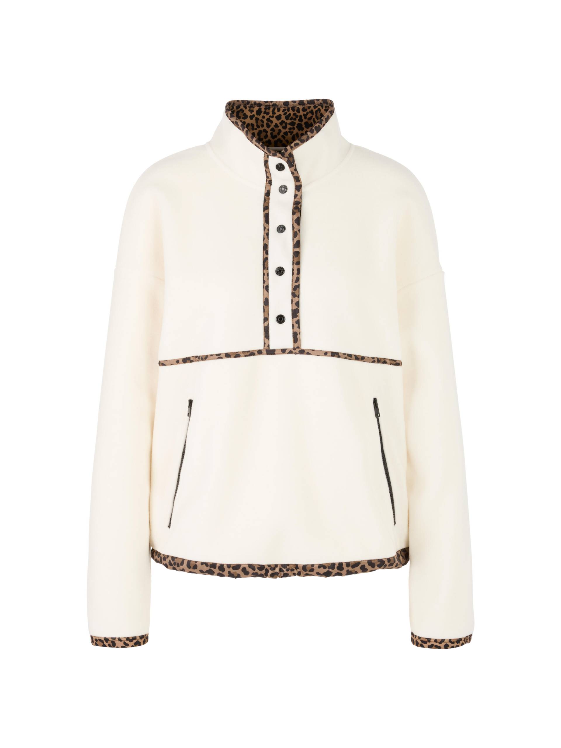 Marc Cain Sports - Fleece-Pullover mit Leo-Details bright ecru - Gr. - 36 von Marc Cain Sports