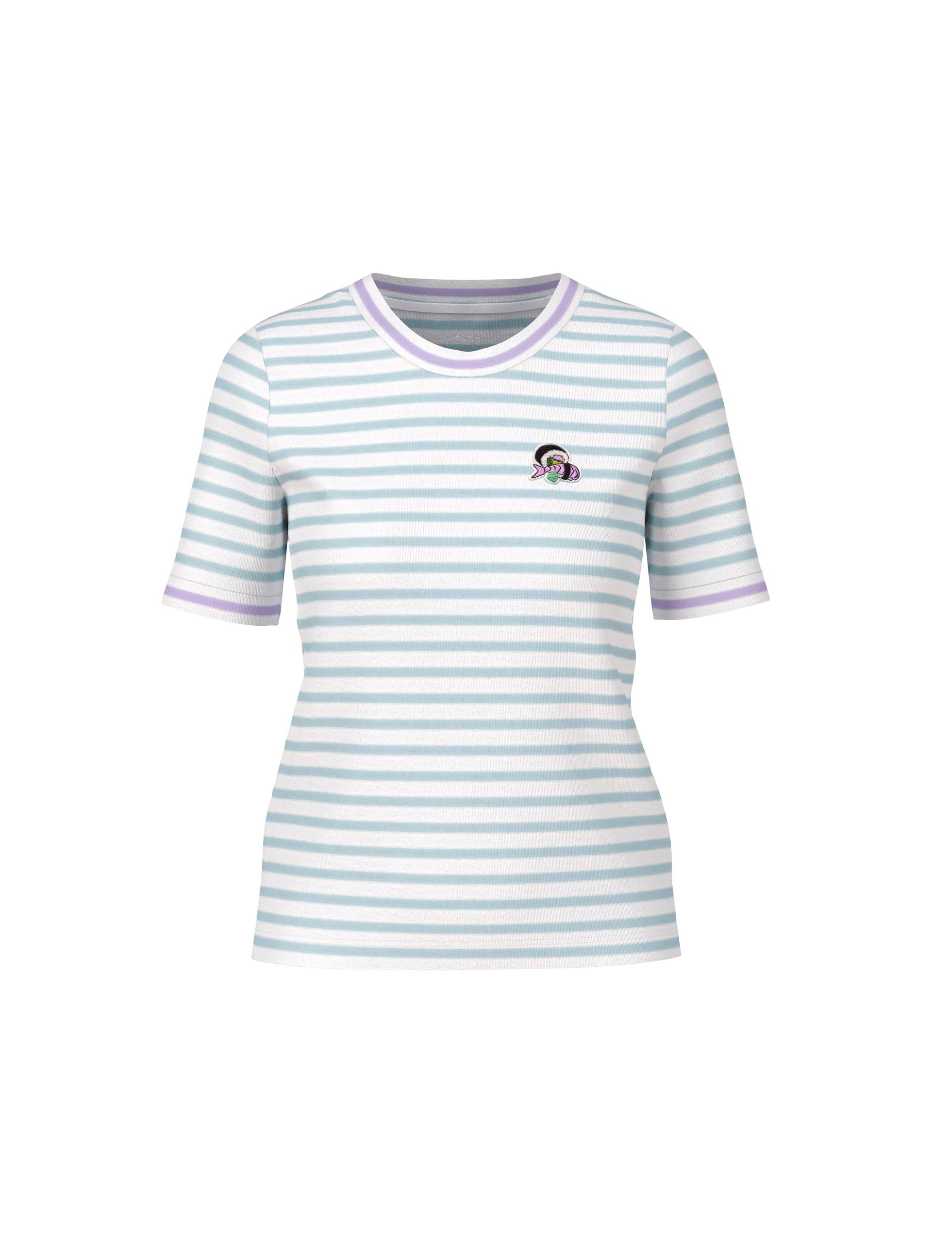 Marc Cain Sports - Geringeltes Rippen-T-Shirt soft sky blue - Gr. - 36 von Marc Cain Sports