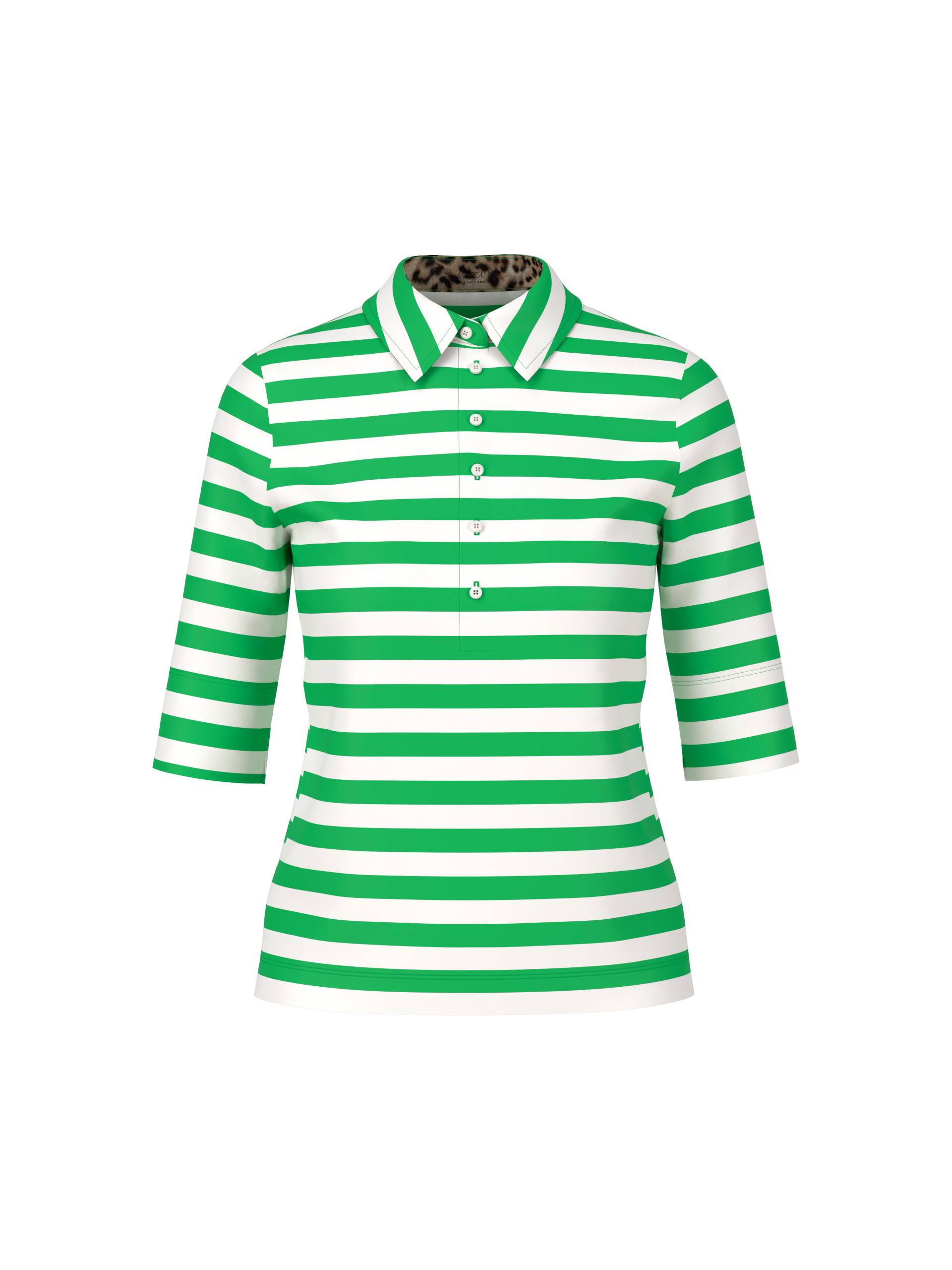 Marc Cain Sports - Gestreiftes Polo Shirt mit 3/4-Ärmel dark apple green - Gr. - 44 von Marc Cain Sports