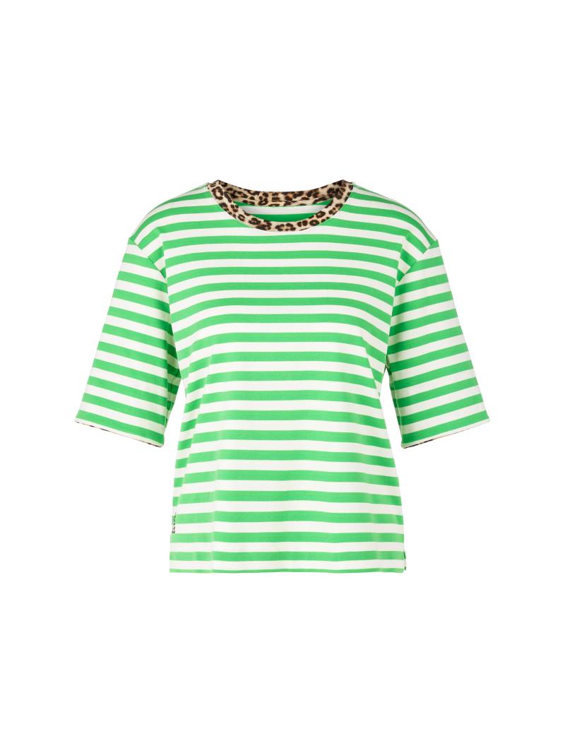 Marc Cain Sports - Gestreiftes T-Shirt mit 3/4-Ärmel dark apple green - Gr. - 38 von Marc Cain Sports
