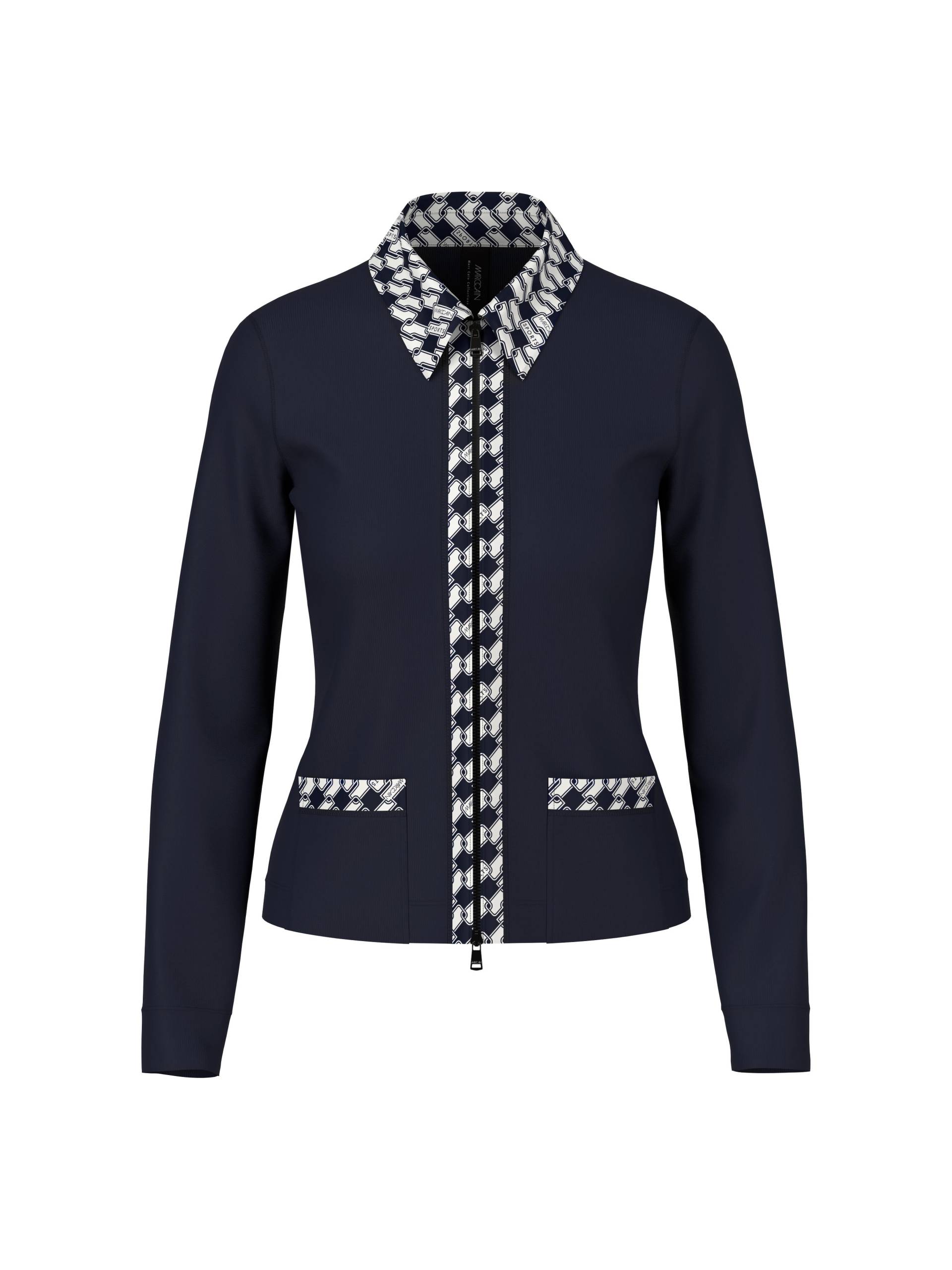 Marc Cain Sports - Jersey-Jacke mit Cube-Print-Details navy - Gr. - 38 von Marc Cain Sports