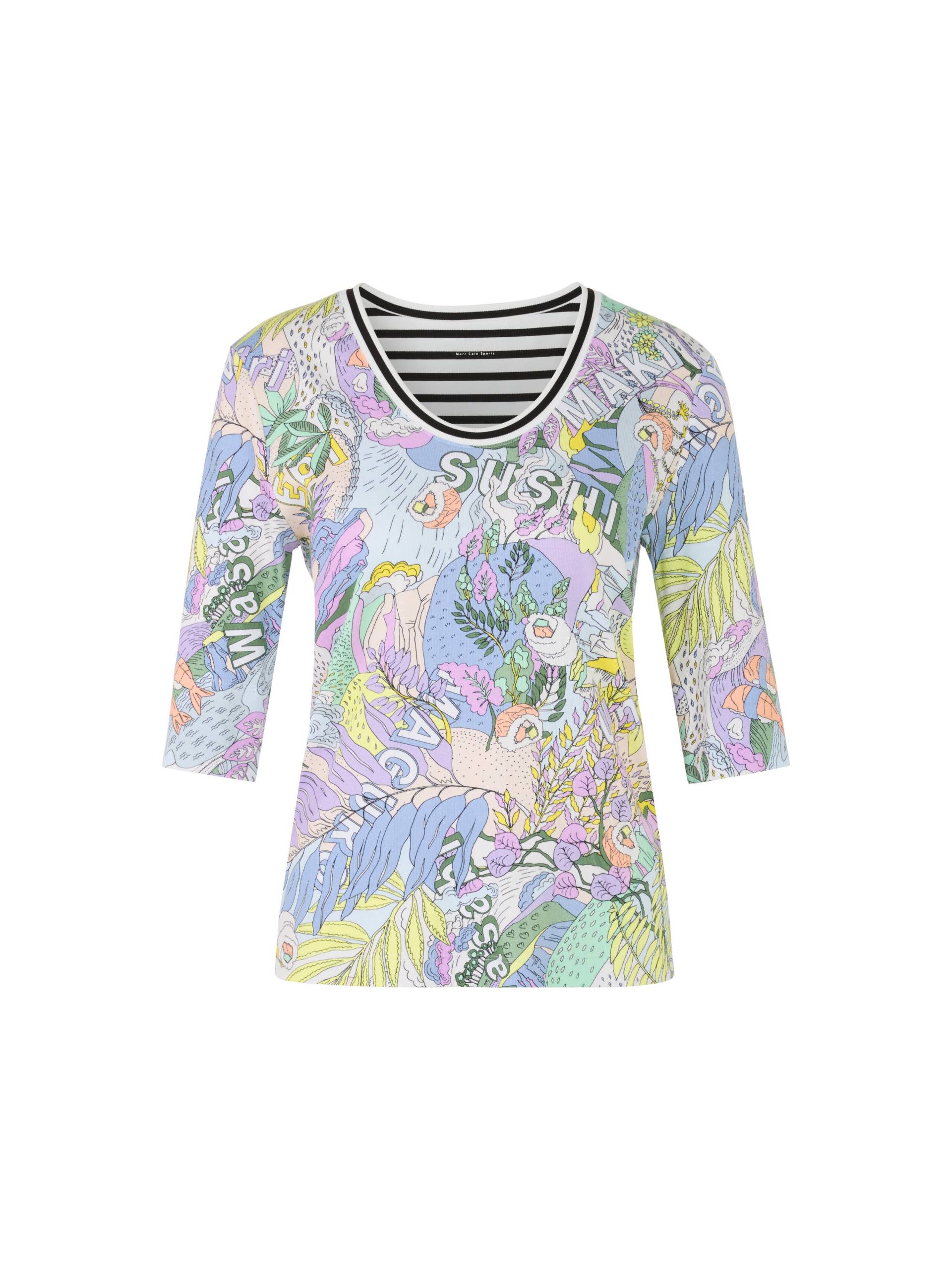 Marc Cain Sports - Rippen-T-Shirt mit Sushi-Print lavender macaron - Gr. - 46 von Marc Cain Sports