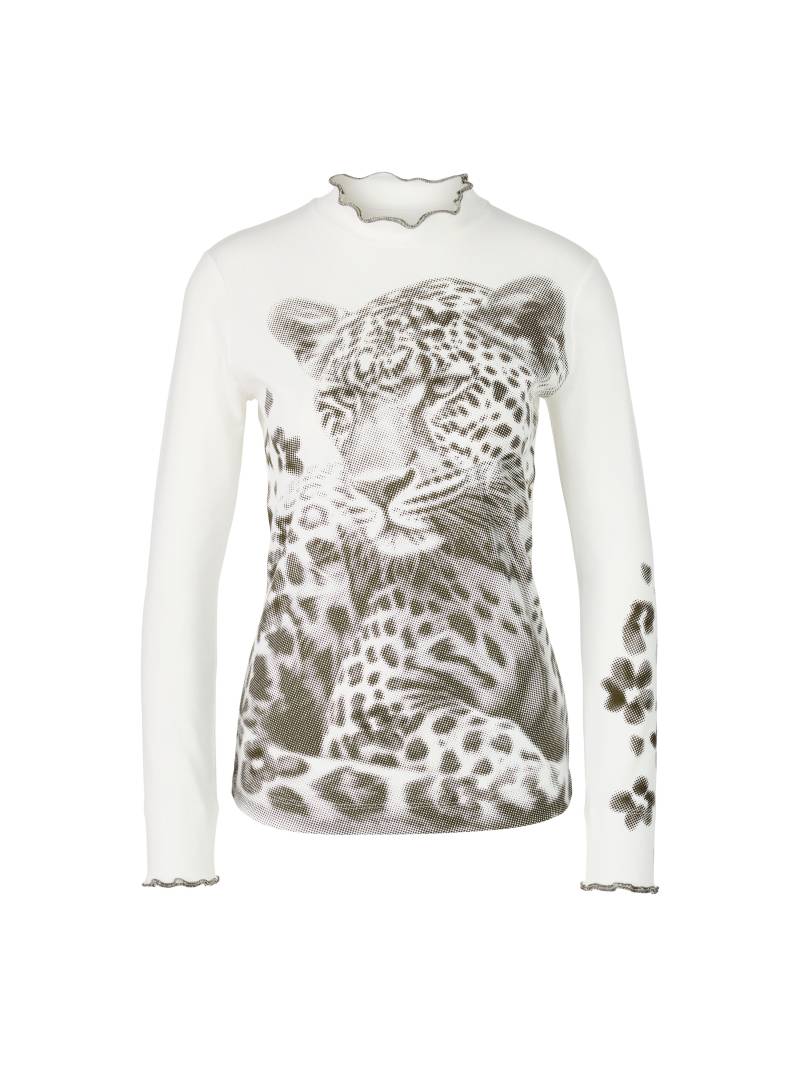 Marc Cain Sports - Shirt aus Baumwoll-Ripp mit Leo off-white - Gr. - 34 von Marc Cain Sports