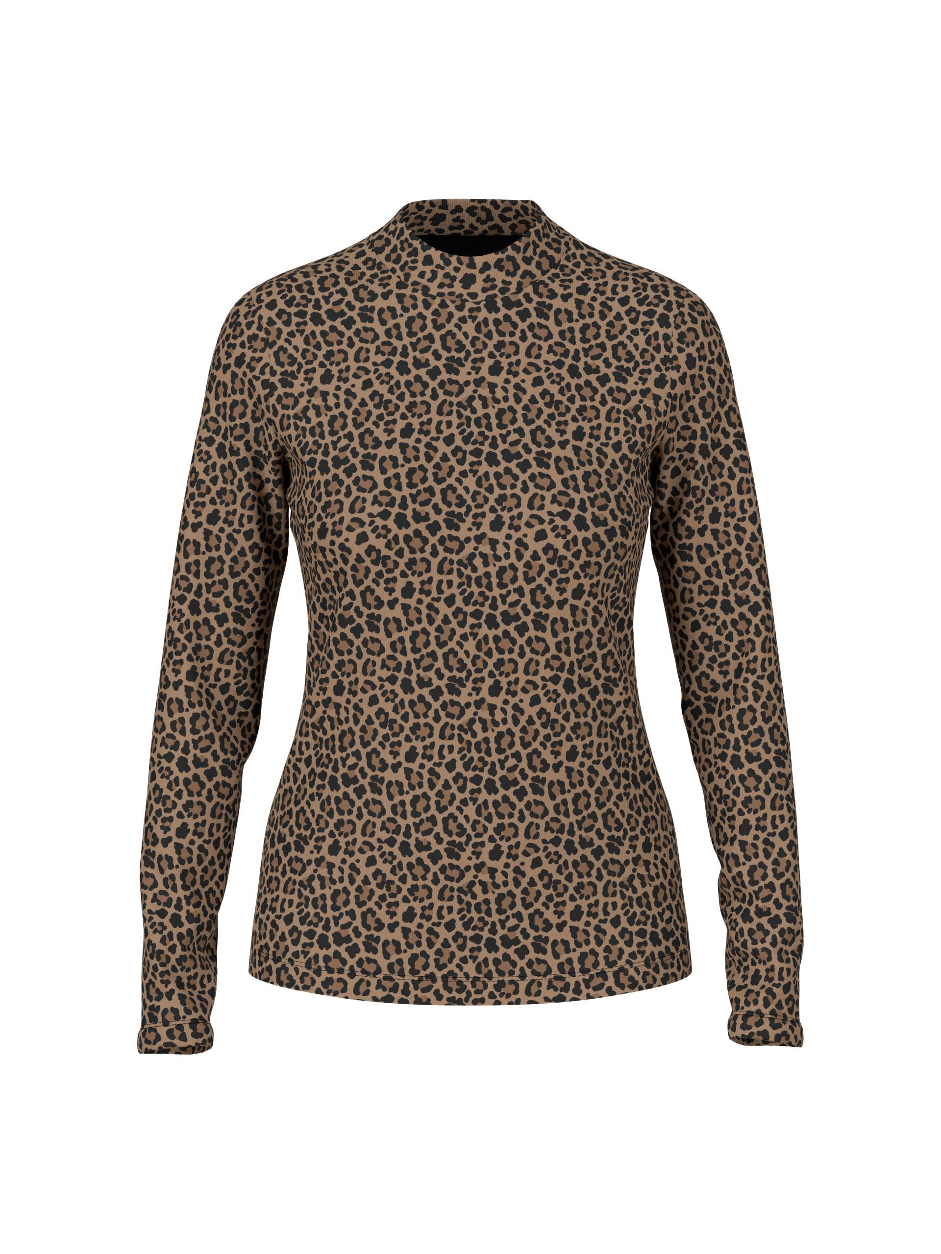 Marc Cain Sports - Tailliertes Langarmshirt – Leo-Print milk coffee - Gr. - 42 von Marc Cain Sports