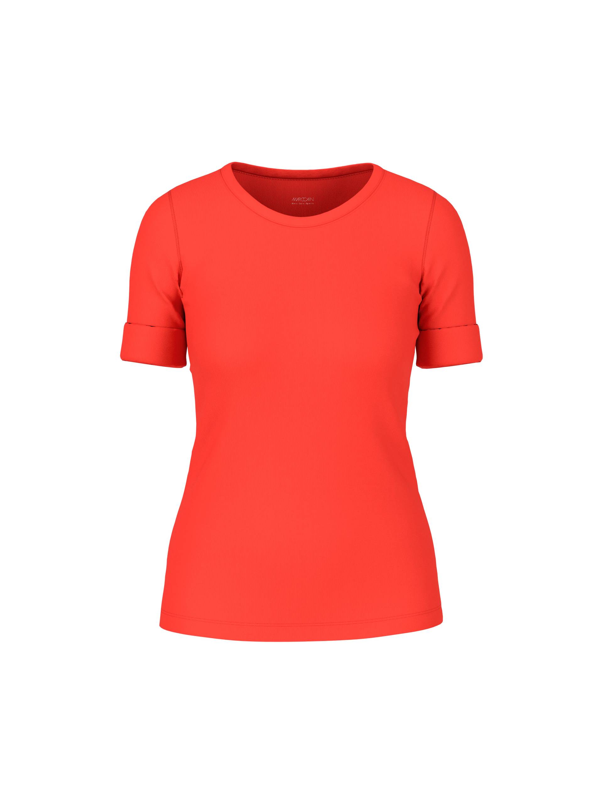 Marc Cain Sports - Uni T-Shirt aus stretchigem Cotton-Ripp campari - Gr. - 36 von Marc Cain Sports