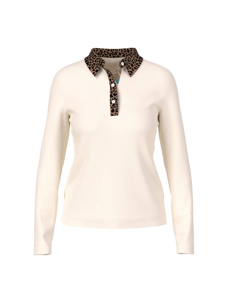 Marc Cain Sports - Unifarbenes Poloshirt mit Leodetails bright ecru - Gr. - 42 von Marc Cain Sports