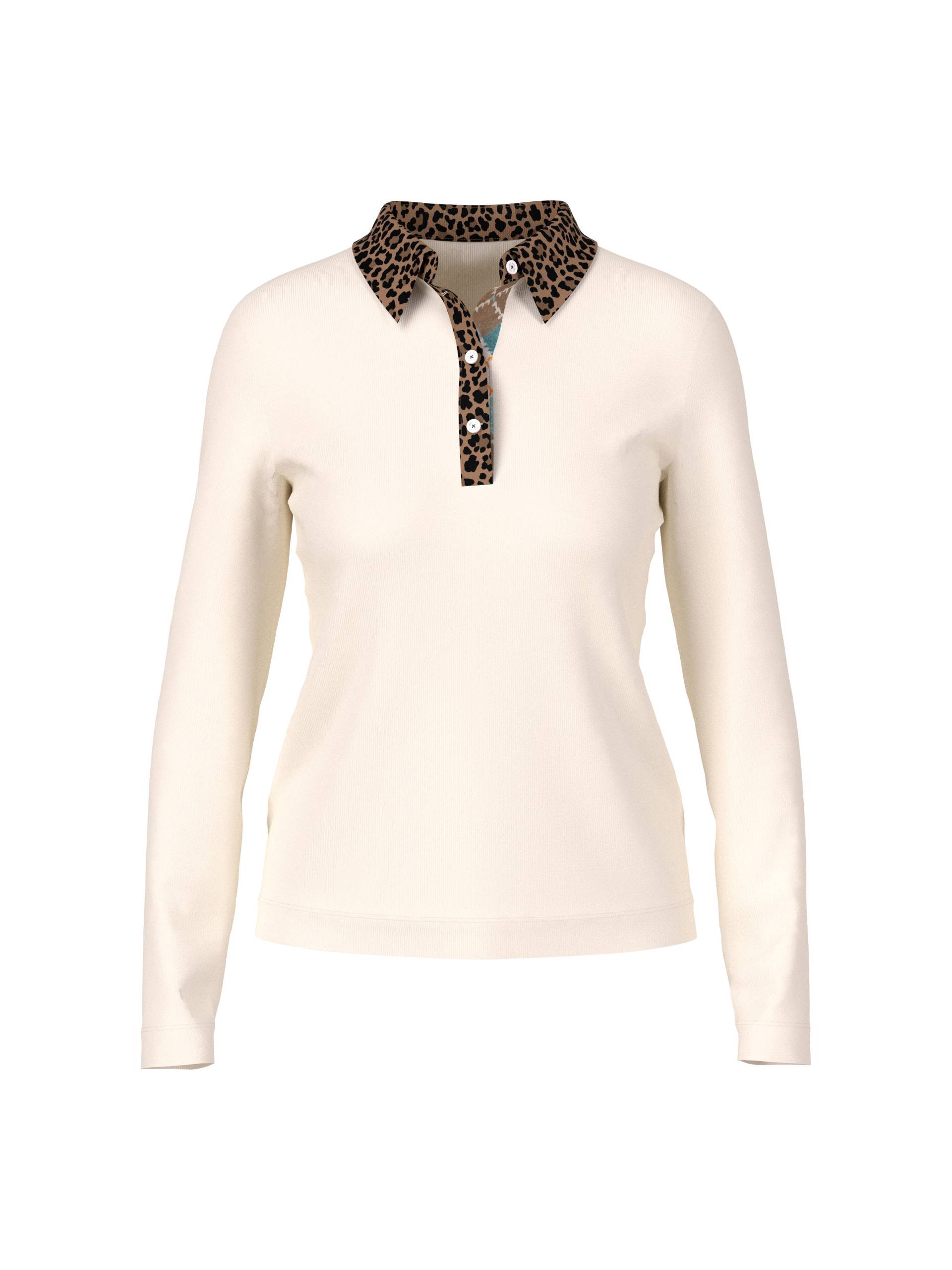 Marc Cain Sports - Unifarbenes Poloshirt mit Leodetails bright ecru - Gr. - 46 von Marc Cain Sports