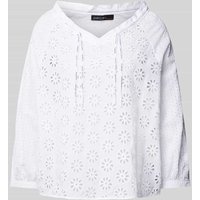 Marc Cain Blusenshirt mit Lochstickerei in Weiss, Größe 42 von Marc Cain