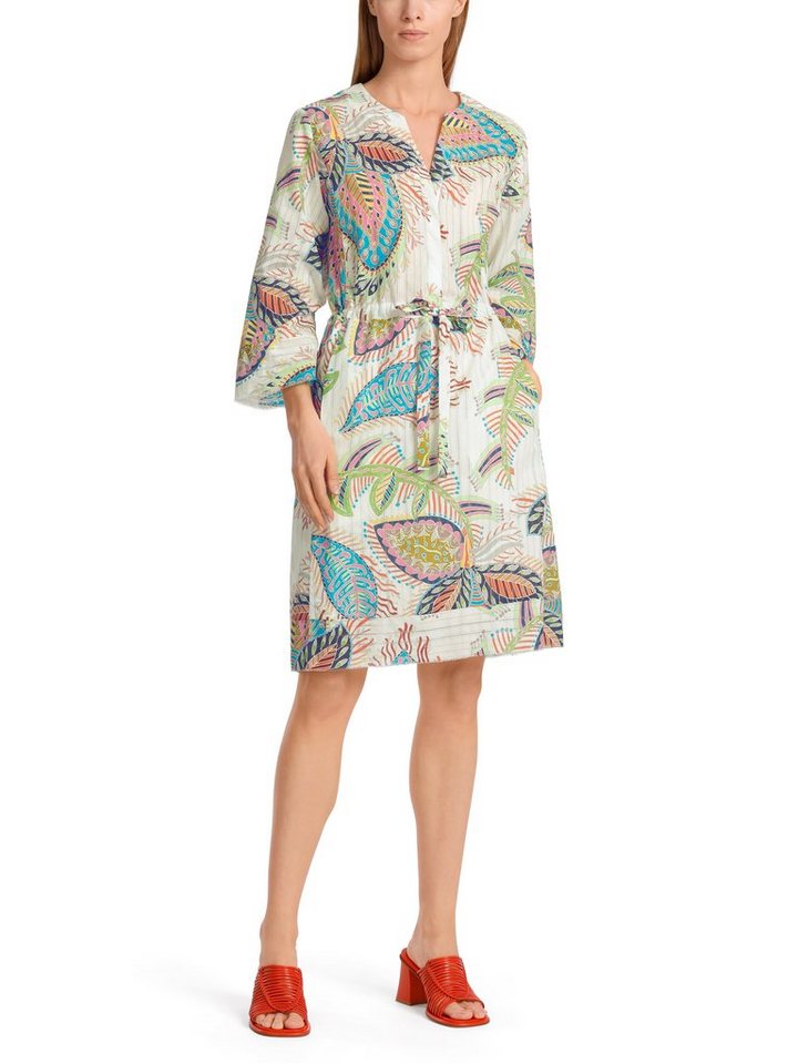 Marc Cain Druckkleid "Collection Beach House" Premium Damenmode mit fancy Blattmotiv, figurumspielend mit Taillenzug von Marc Cain