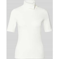 Marc Cain Eng anliegendes T-Shirt aus Baumwoll-Mix mit Rollkragen in Offwhite, Größe 34 Marc Cain Eng anliegendes T-Shirt aus Baumwoll-Mix mit Rollkragen in Offwhite, Größe 34 von Marc Cain