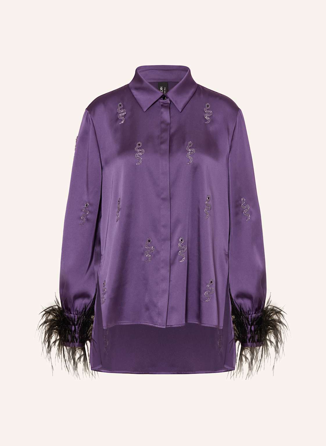 Marc Cain Hemdbluse Aus Satin Mit Schmucksteinen lila von Marc Cain