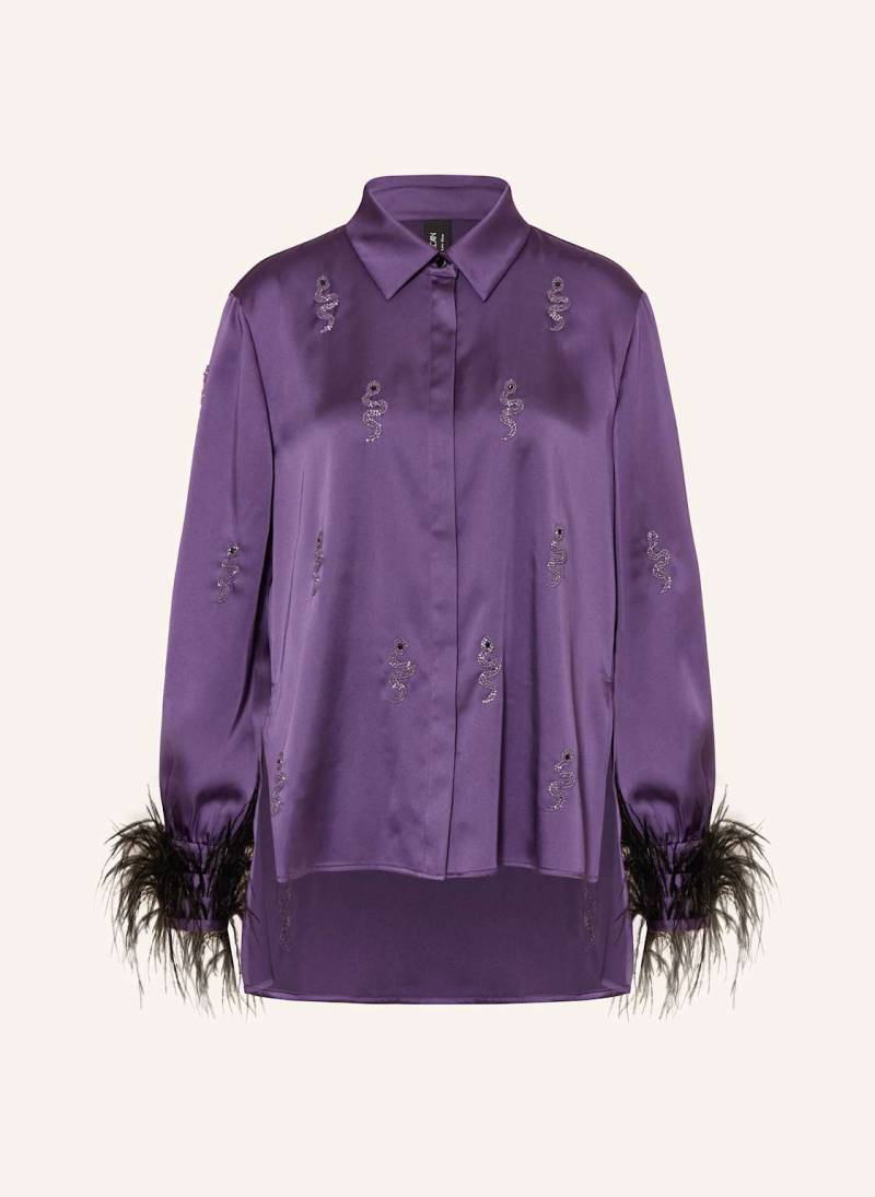 Marc Cain Hemdbluse Aus Satin Mit Schmucksteinen lila von Marc Cain