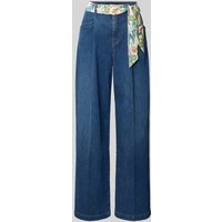 Marc Cain Jeans mit weitem Bein und Bindegürtel in Marine Melange, Größe 34 Marc Cain Jeans mit weitem Bein und Bindegürtel in Marine Melange, Größe 34 von Marc Cain