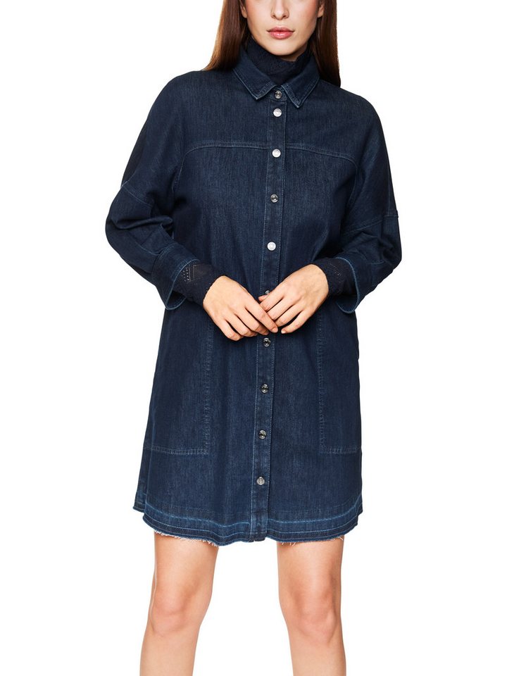 Marc Cain Jeanskleid Logomania Premium Damenmode A-Linie, Hemdkragen, leicht gepuffte Ärmel von Marc Cain