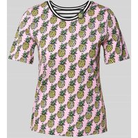 Marc Cain T-Shirt im Allover-Look mit Rundhalsausschnitt in Pink, Größe 34 von Marc Cain