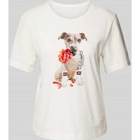 Marc Cain T-Shirt mit Pailletten- und Ziersteinbesatz in Offwhite, Größe 38 Marc Cain T-Shirt mit Pailletten- und Ziersteinbesatz in Offwhite, Größe 38 von Marc Cain