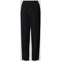 Marc Cain Tapered Fit Stoffhose aus Viskose-Leinen-Mix in Black, Größe 46 von Marc Cain