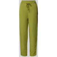 Marc Cain Tapered Fit Stoffhose aus Viskose-Leinen-Mix in Gruen, Größe 40 von Marc Cain