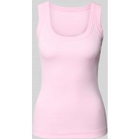 Marc Cain Top aus Feinripp mit Rundhalsausschnitt in Pink, Größe 42 von Marc Cain