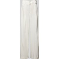 Marc Cain Wide Fit Leinenhose mit Bundfalten in Offwhite, Größe 34 von Marc Cain