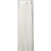 Marc Cain Wide Fit Leinenhose mit Bundfalten in Offwhite, Größe 36 von Marc Cain