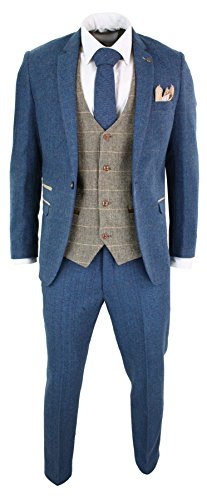 Marc Darcy Herrenanzug 3 Teilig Blau Tweed Fischgräte Design Vinage Retro Tailored Fit Marc Darcy Herrenanzug 3 Teilig Blau Tweed Fischgräte Design Vinage Retro Tailored Fit von Marc Darcy