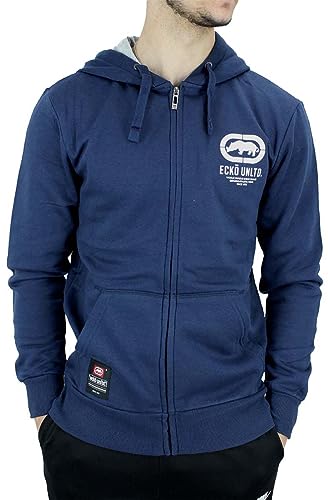 Ecko Herren Designer Langärmlig Durchgehender Reißverschluss Kapuzenpulli, Schwarz, Grau, Blau - Marine, S von Marc Ecko