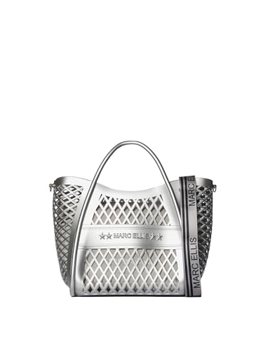 Marc Ellis New York Damen Handtasche Rubber 100% Rubber 25x35x9 cm, Silber und mattes Silber, Einheitsgröße von Marc Ellis New York