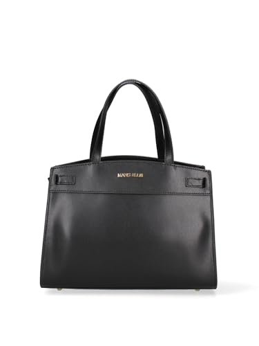 Marc Ellis New York Damen-Handtasche aus echtem Leder, hergestellt in Italien, 28,6 x 22 x 11 cm, Schwarz und Gold., Einheitsgröße von Marc Ellis New York