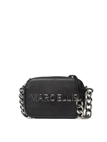 Marc Ellis New York Damen Schultertasche Textile Polyurethan 25x17x9 cm, Schwarz und Silber, Einheitsgröße von Marc Ellis New York