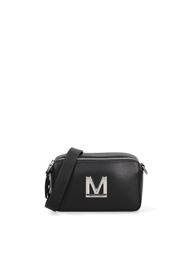 Marc Ellis New York Damen-Schultertasche aus echtem Leder, hergestellt in Italien, 20 x 12 x 8 cm, Schwarz und Silber, Einheitsgröße von Marc Ellis New York