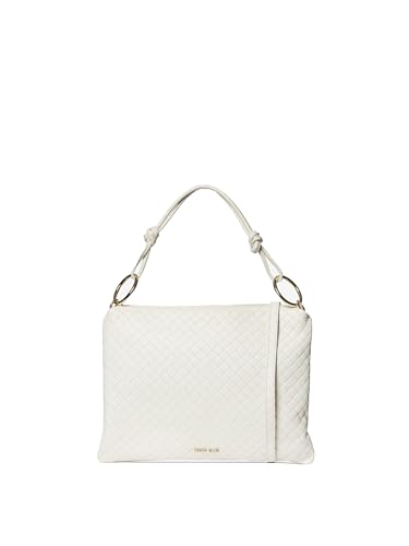 Marc Ellis New York Damen-Schultertasche aus echtem Leder, hergestellt in Italien, 36 x 26,5 x 3 cm, Weiß und Gold., Einheitsgröße von Marc Ellis New York