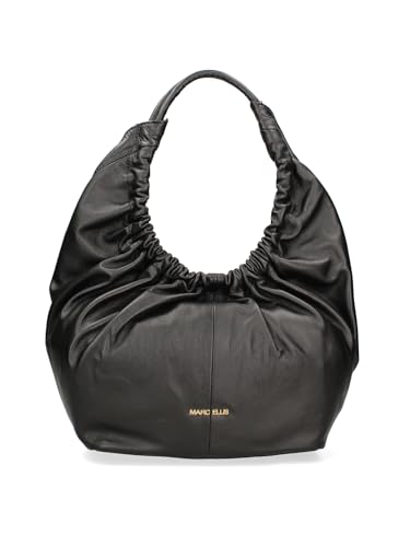 Marc Ellis New York Damen-Schultertasche aus echtem Leder, hergestellt in Italien, 39 x 24 x 15 cm, Schwarz und Gold., Einheitsgröße von Marc Ellis New York