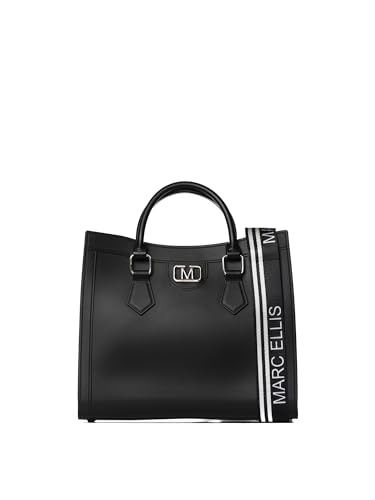 Marc Ellis New York Rubber Damen Handtasche 100% Rubber 27x22,5x10,5 cm, Schwarz und mattes Silber, Einheitsgröße von Marc Ellis New York