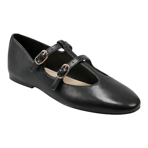 Marc Fisher LTD Damen Evie Ballerinas, Schwarzes Leder, 37 EU von Marc Fisher LTD