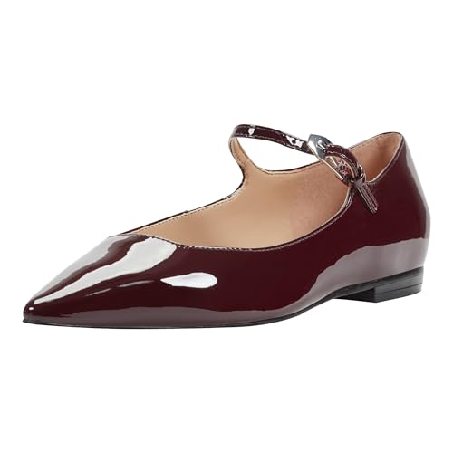 Marc Fisher LTD Damen Trella Mary Jane Flat, Dunkelrotes Lackleder 600, 39.5 EU von Marc Fisher LTD
