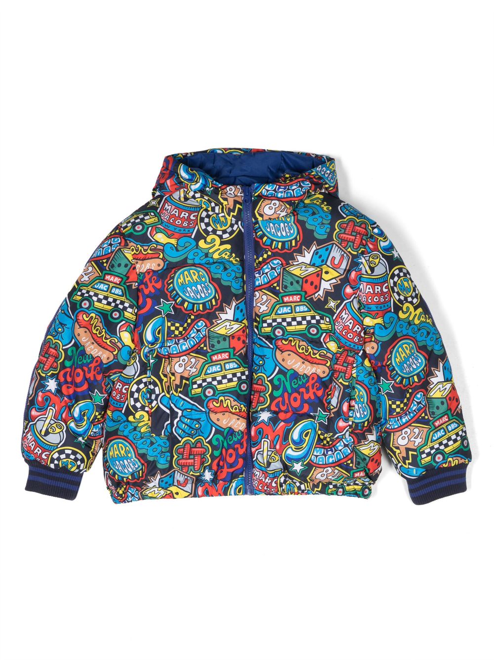 Marc Jacobs Kids Gefütterte Jacke mit Patches-Print - Blau von Marc Jacobs Kids