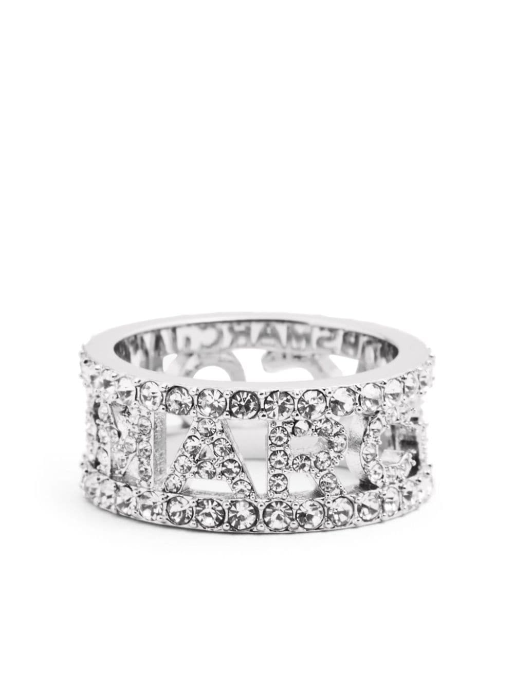 Marc Jacobs Kristallverzierter Ring mit Logo - Silber von Marc Jacobs