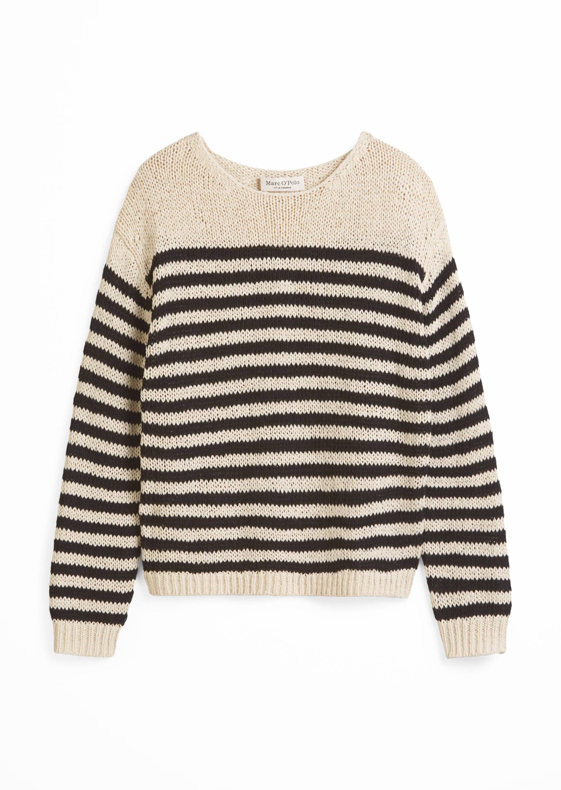 Marc OPolo Casual - Gestreifter Pullover loose beige/schwarz - Gr. - XS von Marc O'Polo Casual